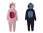 LUPILU® Kinder-Plüschoveralls: rosa Einhorn und dunkelblauer Drache.