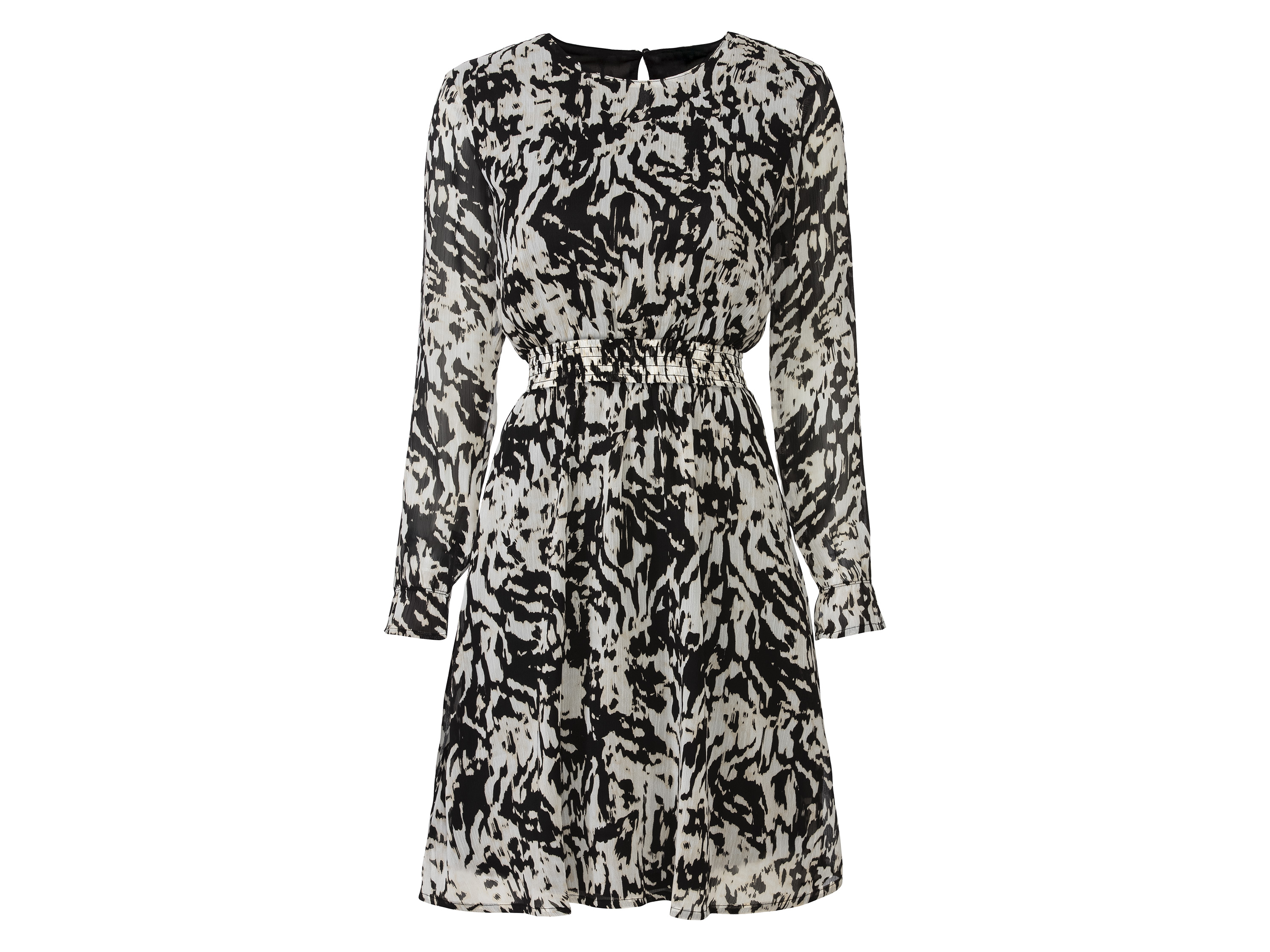 ESMARA® Damen Kleid Chiffon (Schwarz/Weiß, 38)""
