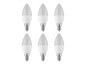Sechs LED-Kerzenlampen mit E14-Sockel.