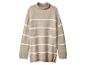 Beiger Pullover mit weißen Querstreifen