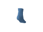 Eine einzelne blaue Sneakersocke auf schwarzem Hintergrund