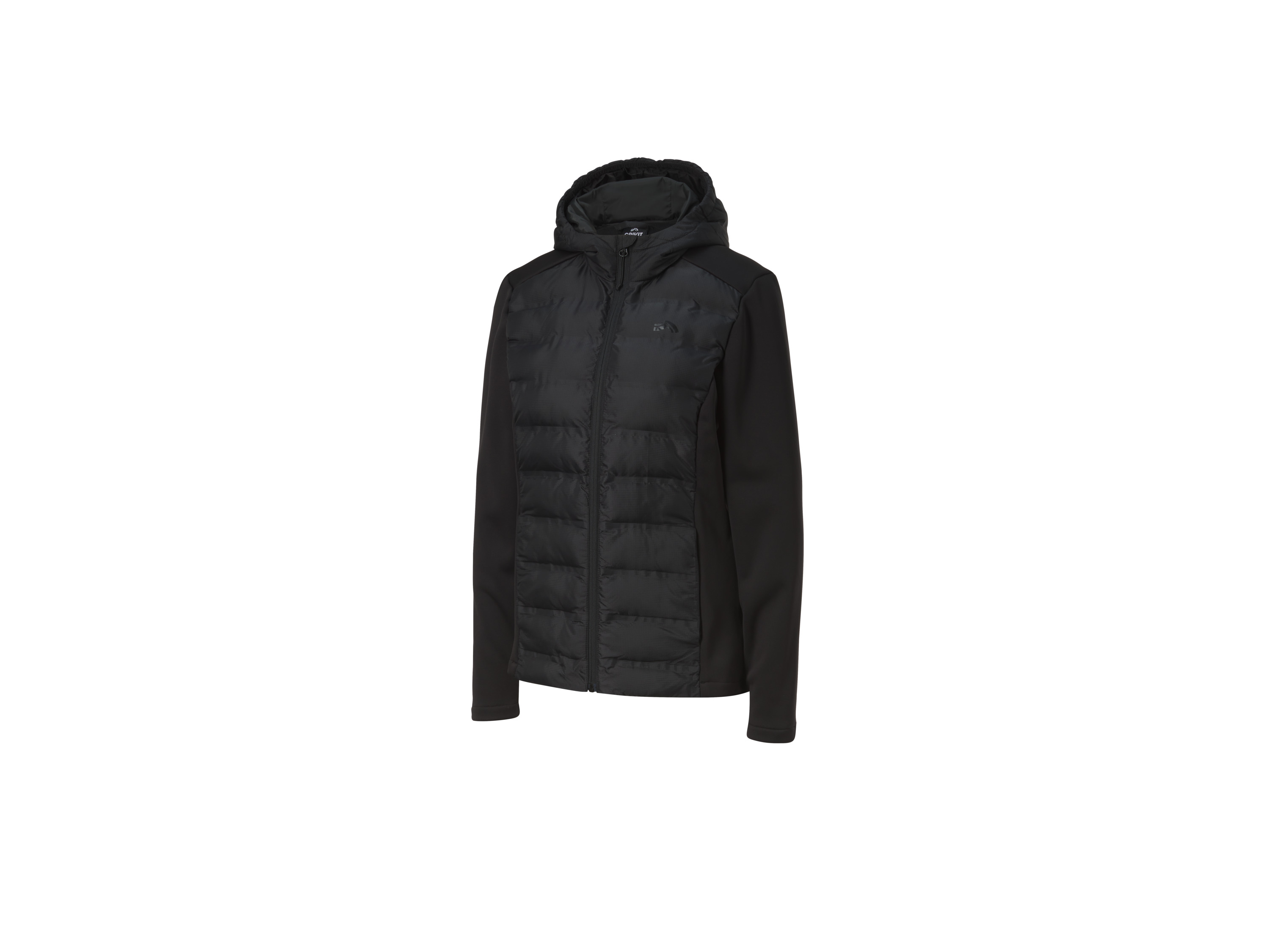 CRIVIT Damen Hybridjacke Outdoor (Schwarz, XS(32/34))““ | schwarz Muster: – Detail: seitliche Eingrifftaschen, durchgehender Reißverschluss mit Kinnschutz, elastisches Material für hohen Tragekomfort Funktion: windabweisend, wasserabweisend Schnitt: – Kragenform: – Kapuze: ja Material: Polyester recycelt Pflegehinweis: waschen bei max. 40 °C Pflegeleicht nicht bleichen schonende Trocknung im Wäschetrockner bei max. 60 °C nicht bügeln nicht trockenreinigen Größe: XS 32/34 – L 44/46 Meine Lidl-Größe – so einfach gehts Deine Größe findest du in der Lidl-Größentabelle . Oeko-Tex® Standard 100 Geprüft auf Schadstoffe Zertifizierungsnummer: S21-3106 Hohenstein Htti Standard 100 by Oeko-Tex® ist die weltweit bekannteste, unabhängige Zertifizierung schadstoffgeprüfter Textil- und Lederprodukte aller Art – vom Garn und den Stoffen bis hin zum gebrauchsfertigen Artikel. Das Label bestätigt