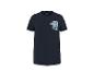 Marineblaues T-Shirt mit grünem Auto- und Palmen-Print, mit „ROAD TRIPPIN“-Text.