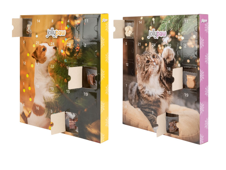 Zwei Jollypaw Adventskalender mit Hund und Katze
