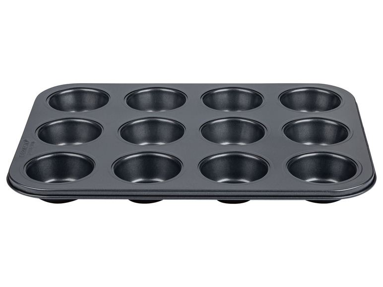 Eine Backform mit 12 Vertiefungen für Muffins oder Cupcakes.