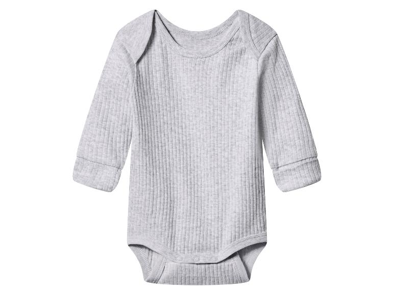 Grauer gerippter Langarm-Babybody.