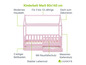 Ein rosa Hausbett mit Lattenrost, zwei Schubladen und abnehmbarem Dach.