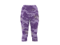 Sport-Capri-Leggings für Damen mit lila Camouflage-Muster und Streifen.