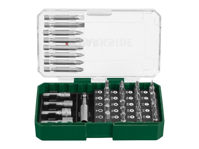 Magnetischer Schraubendreher- und Bitsatz in grüner Box: ideal für Heimwerkerarbeiten.