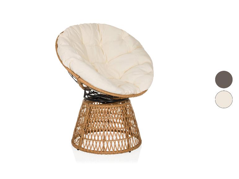 Papasan-Sessel aus Rattan mit cremefarbenem Kissen