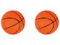Zwei orangefarbene Spielzeug-Basketbälle mit schwarzen Linien