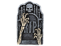 Grabstein-Dekoration mit Skeletthänden, Totenkopf und „RIP“-Schriftzug.