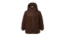 Braune Kapuzen-Teddyfleecejacke mit durchgehendem Reißverschluss.
