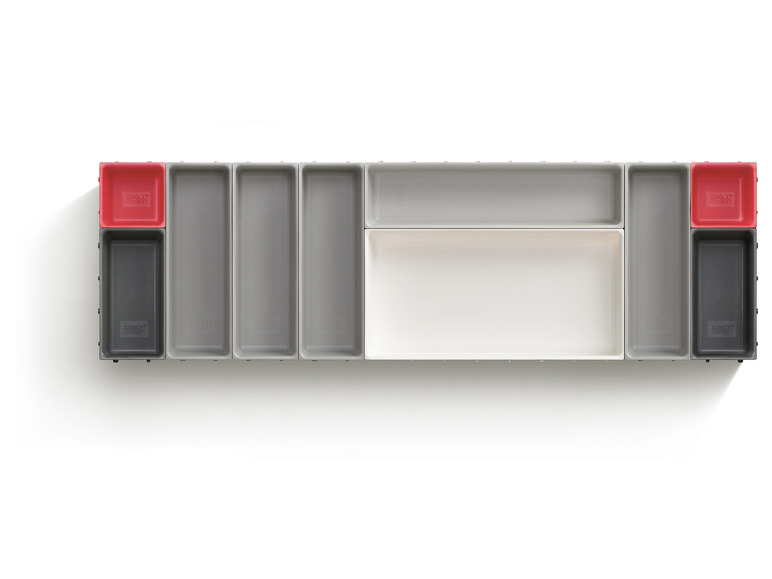 Gehe zu Vollbildansicht: Joseph Joseph Duo Blox™ 10-teiliges Schubladen-Besteckeinsatz Set - Grau/Rot - Bild 1