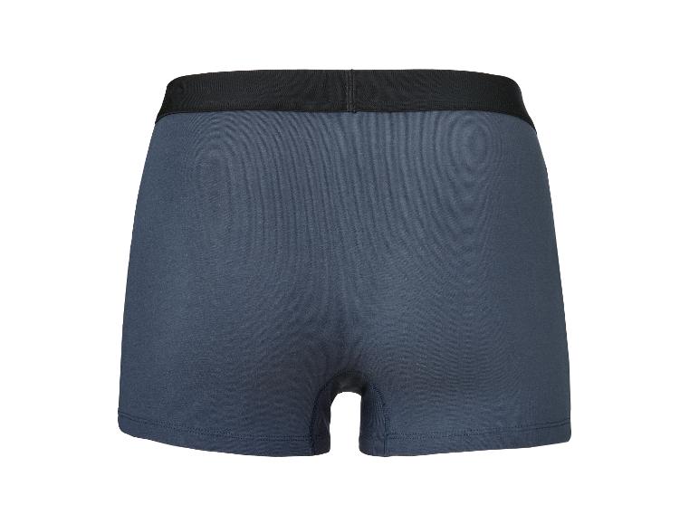 Dunkelblaue Boxershorts mit schwarzem Gummibund, Rückansicht