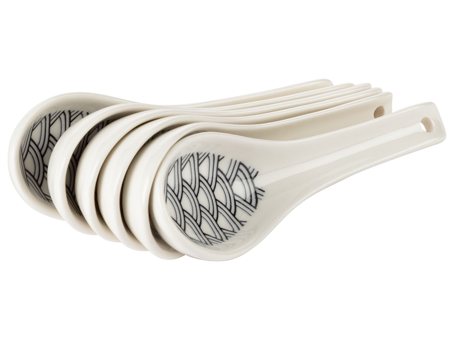 Thumbnail - ERNESTO® Schüsseln/Dipschälchen/Porzellanlöffel (Porzellanlöffel/weiß/schwarz)