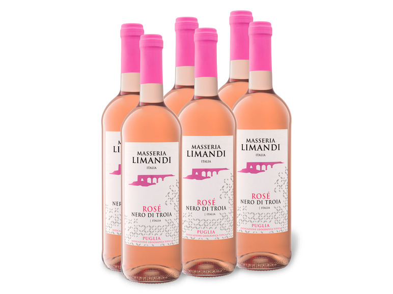 6 x 0,75-l-Flasche Weinpaket Masseria Limandi Nero di Troia rosé IGT trocken, Roséwein | Weinpakete