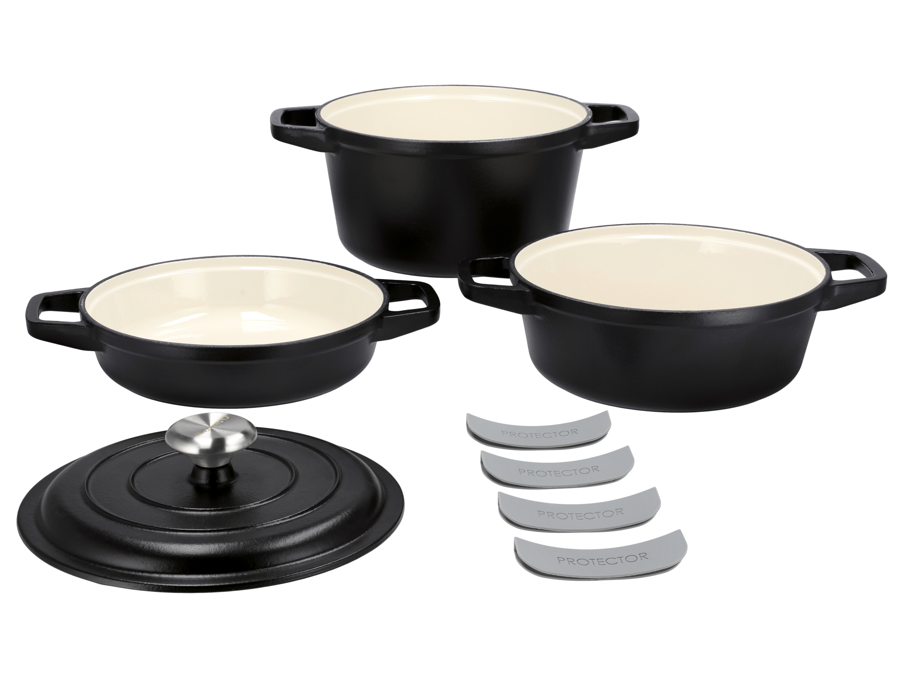 SILVERCREST® Premium-Gusseisentopf-Set, Ø 23 cm (1,9 l / 2,9 l / 4,2 l) (Schwarz)""