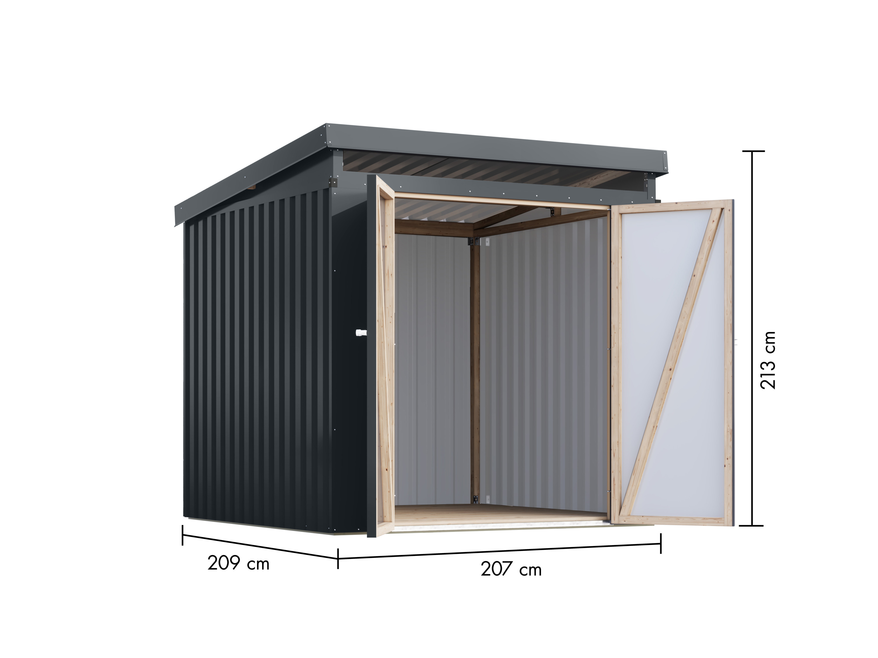 KARIBU Gerätehaus »Mantis« (ohne Anbaudach, Anthrazit, 207 x 209 x 213 cm) – Bild 3 von 3