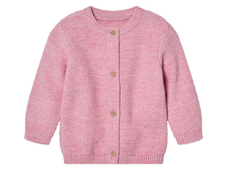 Rosa Strickjacke für Babys mit Knöpfen.