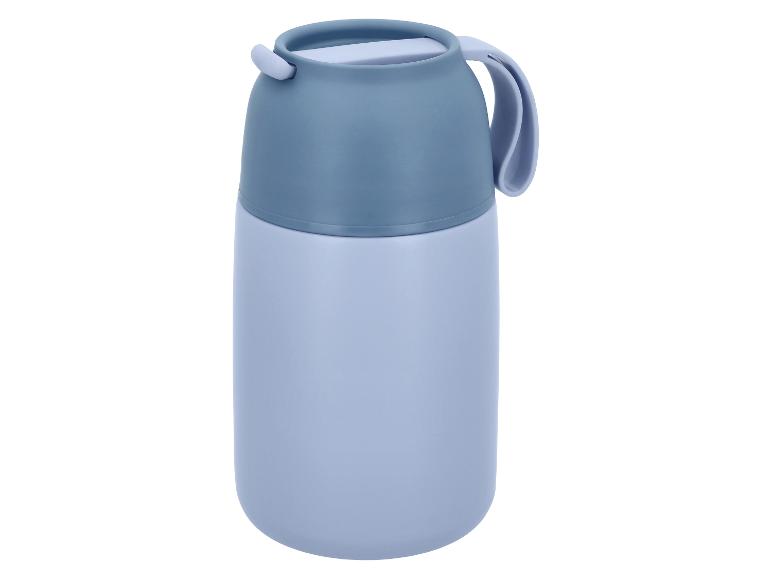 Zweifarbige blau-hellblaue Isolierflasche mit Griff und kleinem Ausguss