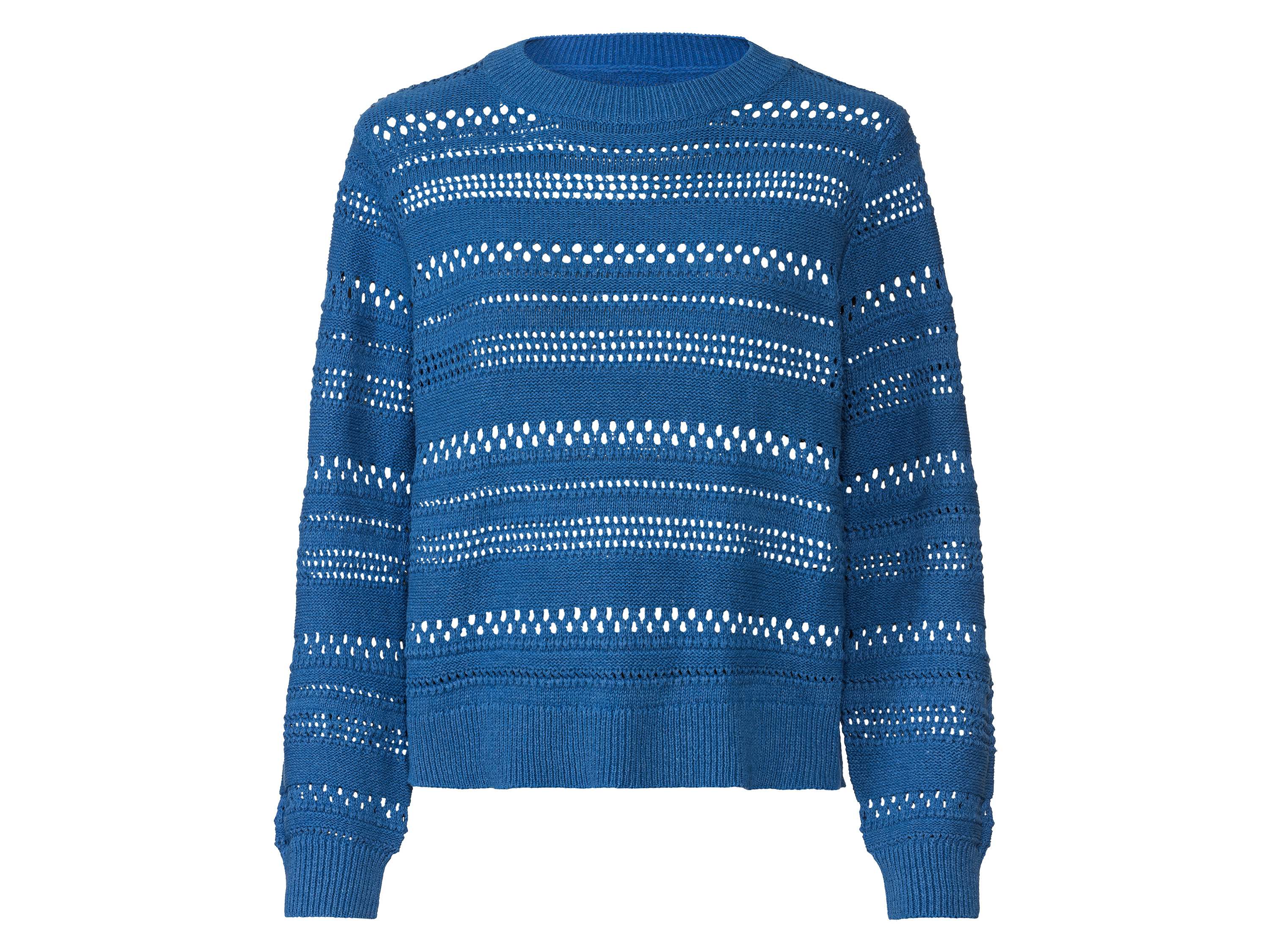 esmara® Damen Pullover Lochstrick (Blau, S(36/38)) | 04334036029404