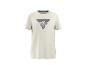 Cremefarbenes Kurzarm-T-Shirt mit Bergmotiv in einem grauen Dreieck.