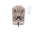Beiger Kindersitz mit Gurt, geeignet für 76-105 cm und bis zu 18 kg.