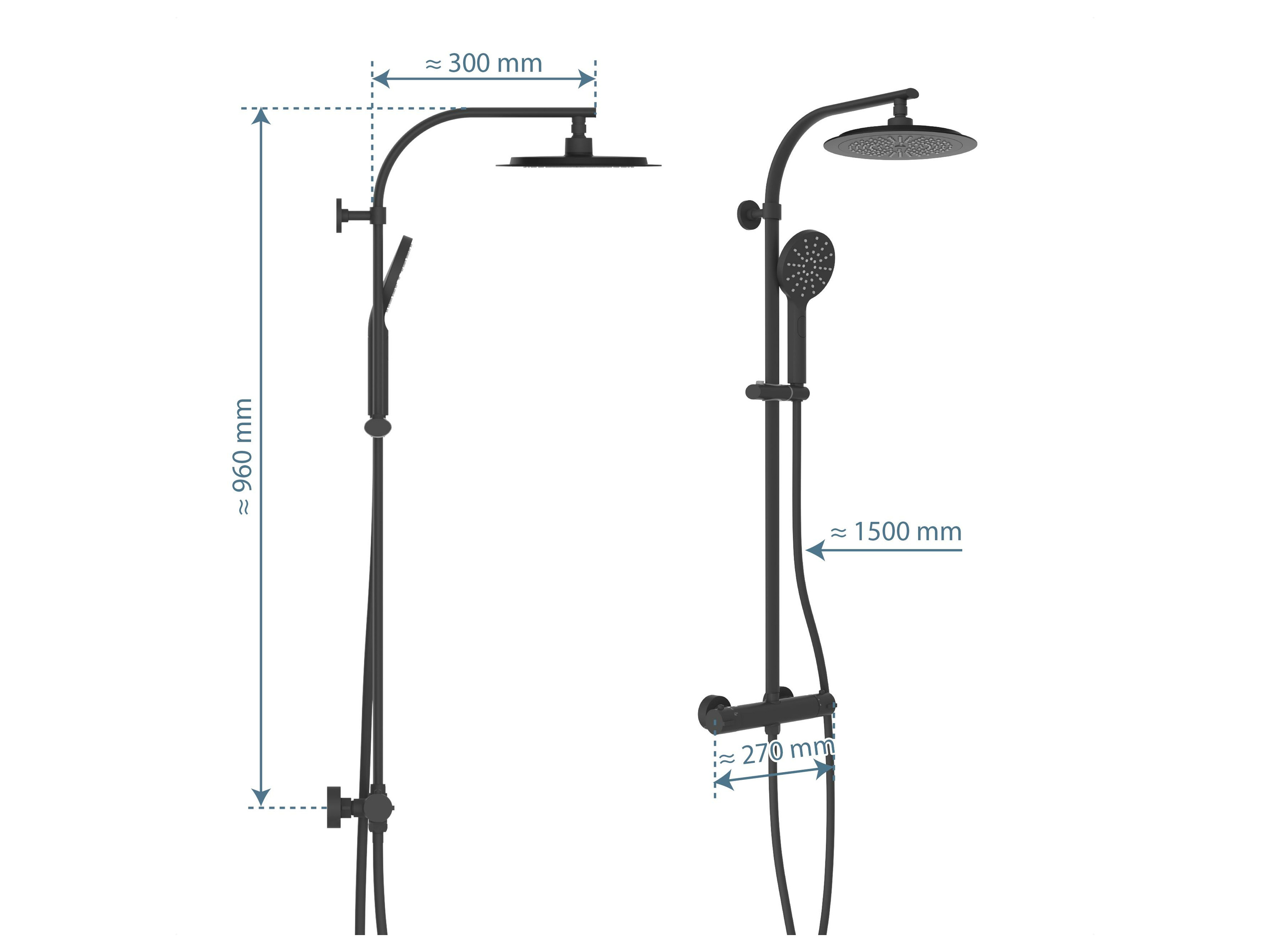 SCHÜTTE Duschset Madura Fresh mit Thermostatarmatur (Schwarz matt) – Bild 3 von 4