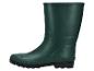 Dunkelgrüner Gummistiefel mit schwarzer Sohle, Seitenansicht
