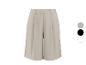 Beige plissierte Bermudashorts mit Farbpalette: Beige, Schwarz, Weiß.
