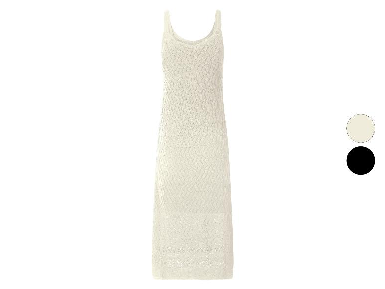 Cremefarbenes Lochstrickkleid mit dünnen Trägern und zwei Farboptionen.