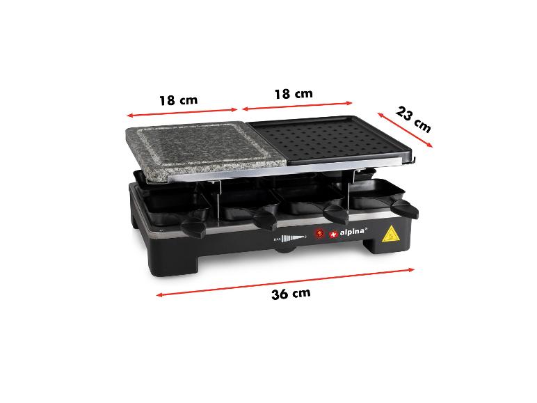 Elektrischer Tischgrill mit Stein- und Grillflächen, Maße 36x23 cm