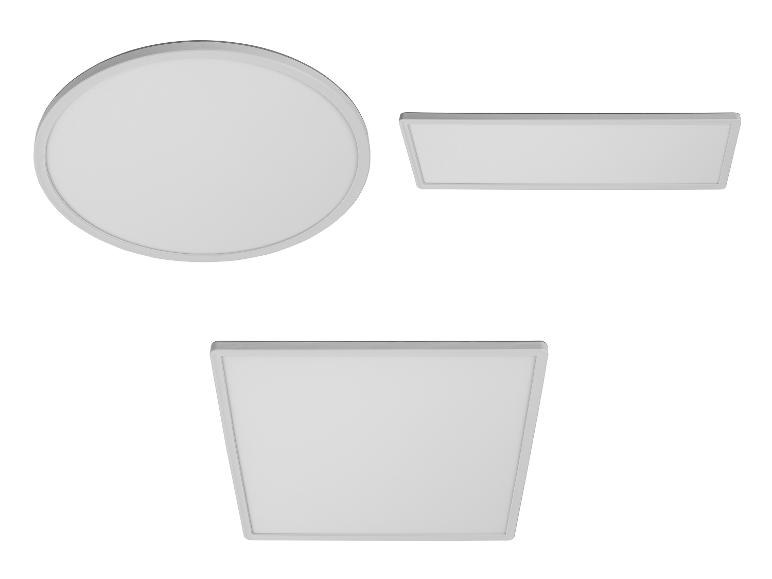 Weiße runde, rechteckige und quadratische LED-Lichtpaneele.