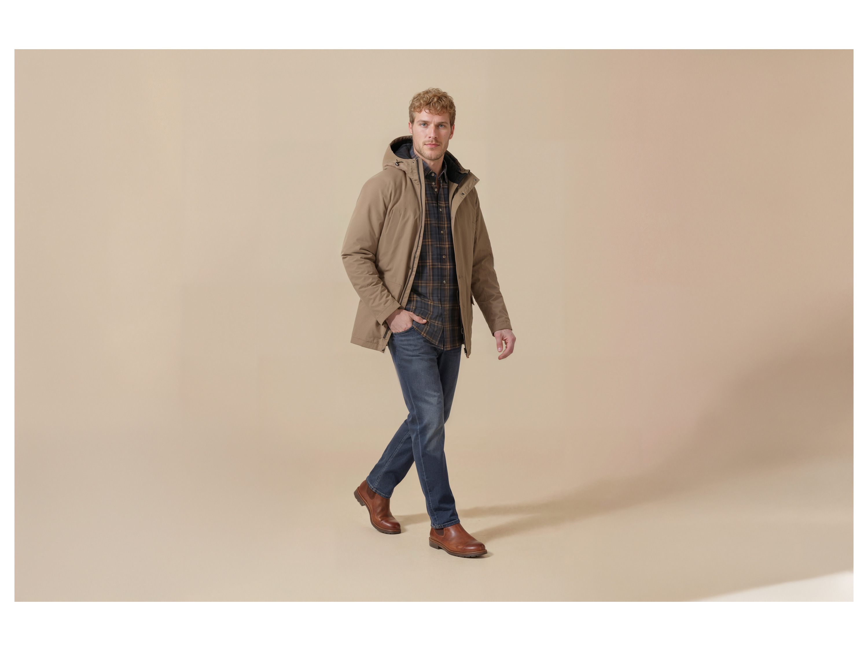 ESMARA MEN Herren Flanell-Freizeithemd (Karo/navy/beige, S (37/38)) – Bild 4 von 4