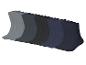 Eine Reihe Herrensocken in verschiedenen Grau-, Schwarz- und Blautönen.