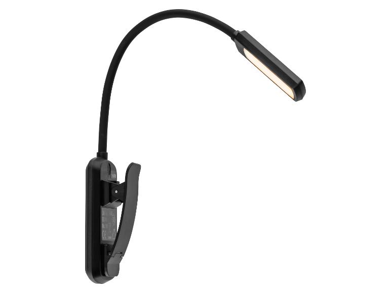 Schwarze LED-Leselampe mit Klemme und flexiblem Arm