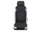 Schwarze Autositzbezug mit grauen Akzenten.