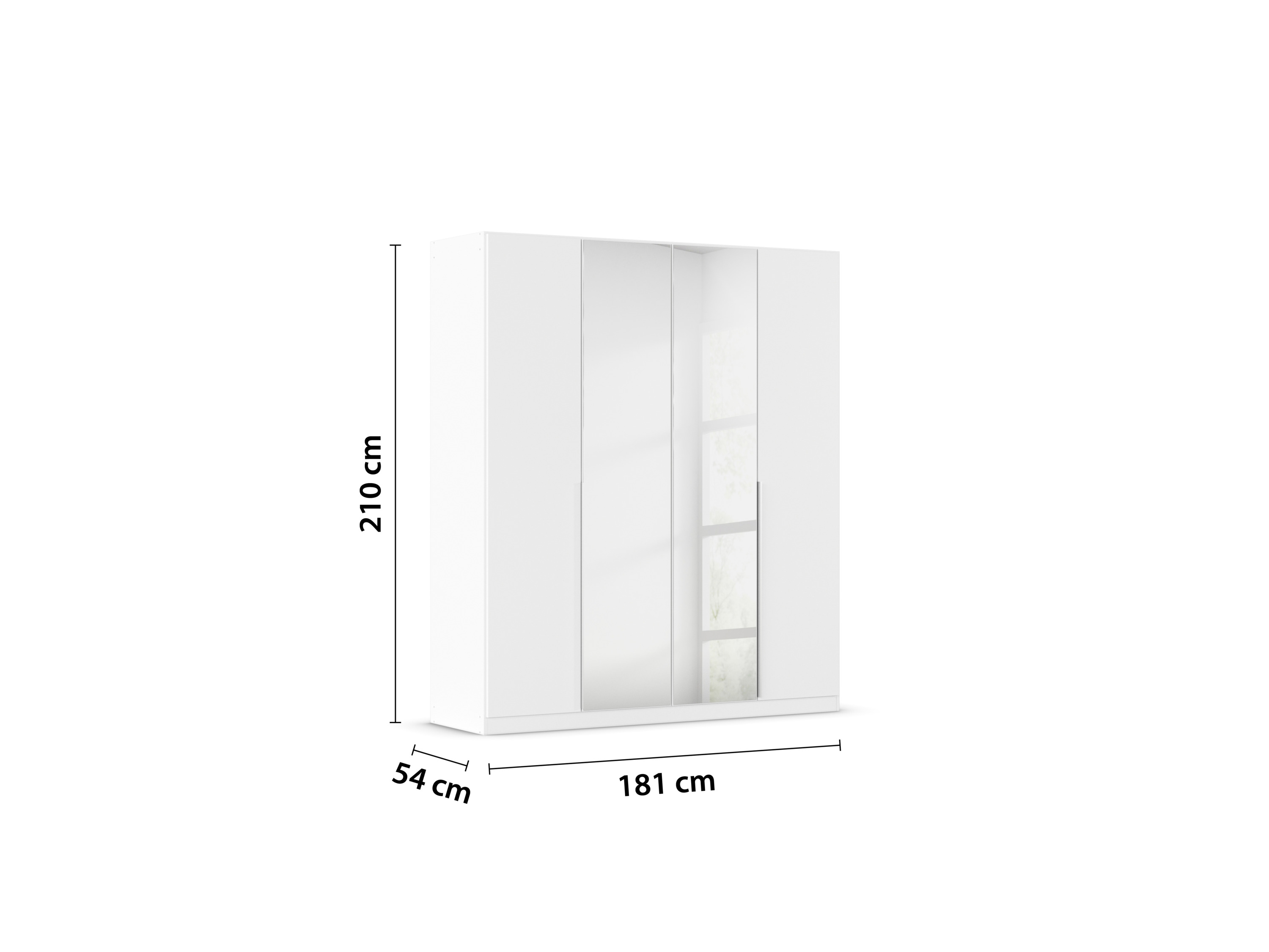 RAUCH ORANGE Drehtürenschrank Alabama mit Spiegel (Basic-Zubehör, Weiß, Griffe Alufarben, 181 x 210 cm) – Bild 4 von 4