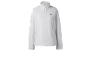 Weißer Damen-Fleece-Pullover mit kurzem Reißverschluss und kleinem Logo auf der Brust.