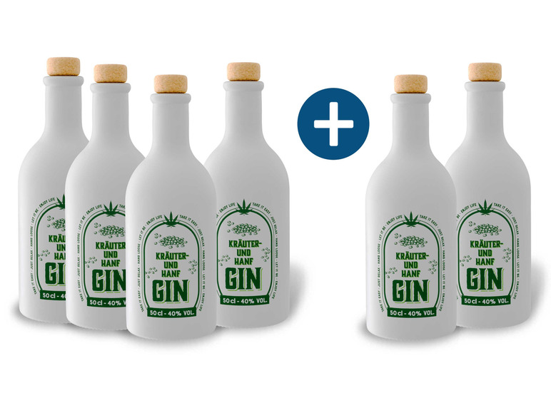 4 + 2 Spirituosenpaket Kräuter und Hanf Gin 40% Vol