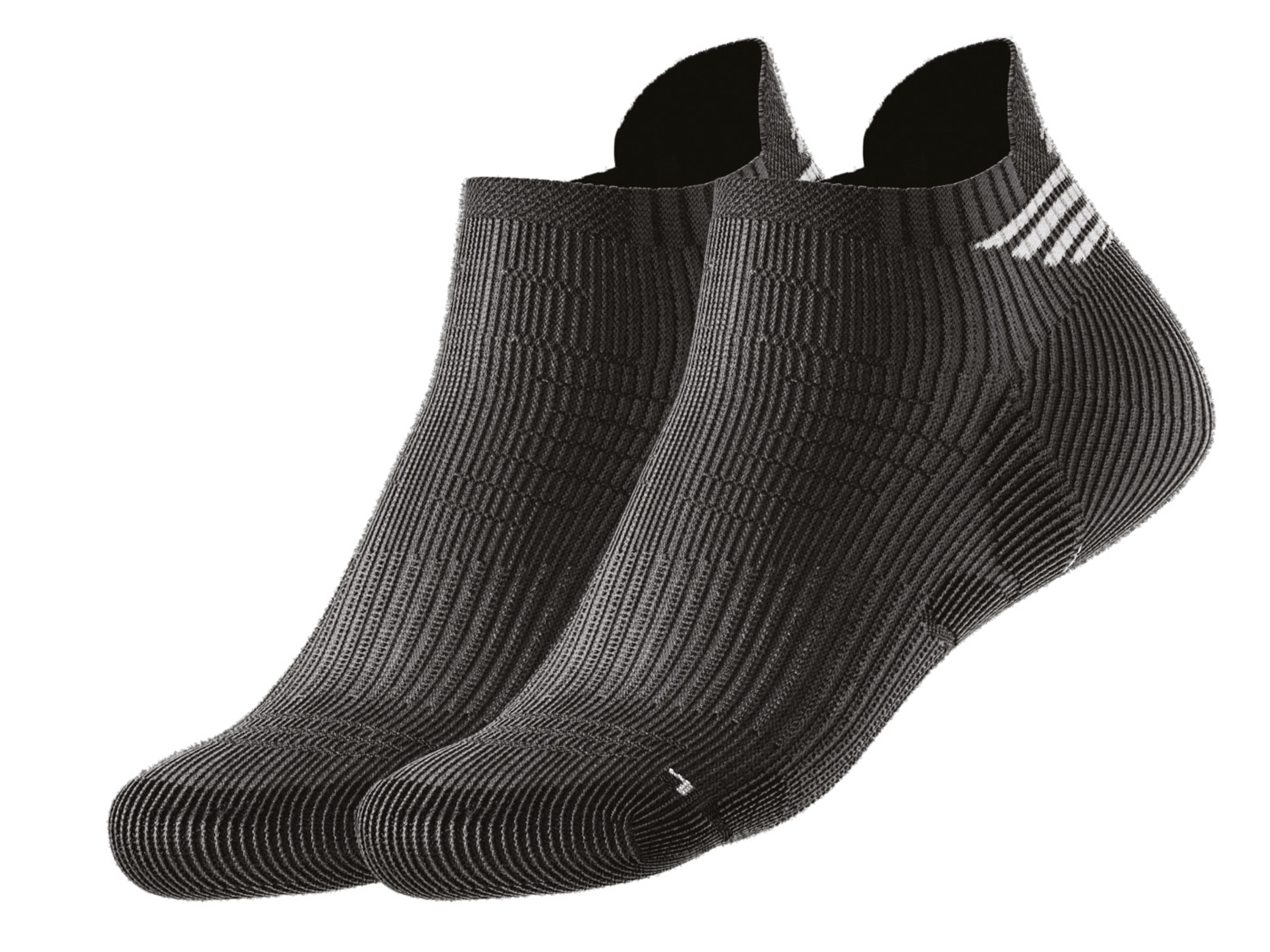 CRIVIT 2 Paar Funktionssocken (Schwarz/silber, 35-38)““ | dass die Socke fest am Fuß liegt SmartStep-Fußbett – ergonomisch geformt, speziell an den Hauptbelastungsstellen beim Laufen angepasst Ventilationskanäle – durch die feine Strickkonstruktion kann feuchtwarme Luft noch besser durch die Belüftungskanäle aus dem Schuh austreten Fersen- und Zehenpolster – kann Druckstellen mindern 2 Paar Produktmerkmale tabletd Farbe: schwarz/silber, weiß