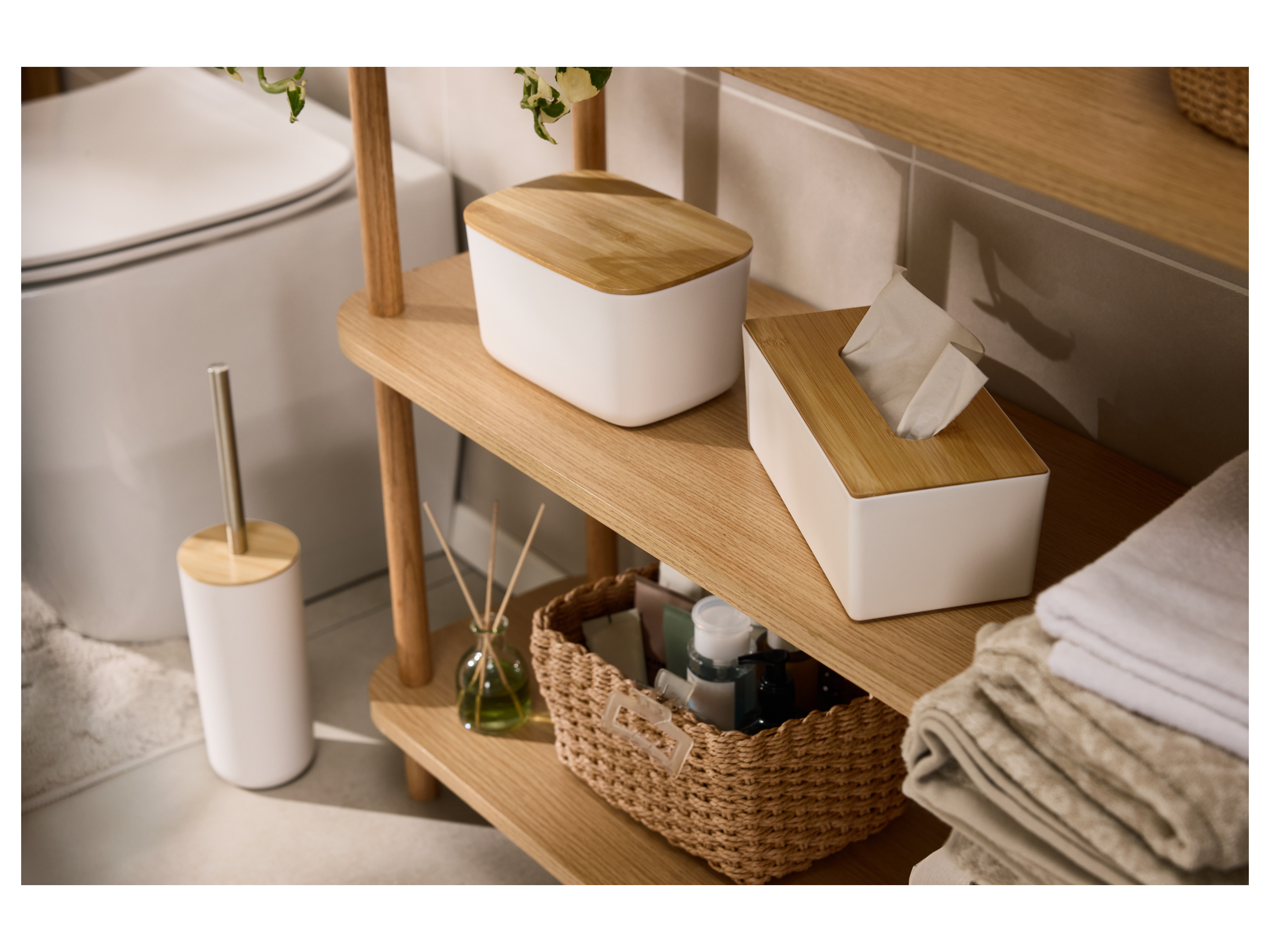 LIVARNO® WC-Bürste / Kosmetiktücherbox / Aufbewahrungsbox Bambus (Kosmetik-Taschentuchbox) – Bild 4 von 4