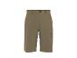 Khakifarbene Arbeitsshorts mit Seitentasche und schwarzem Knopf.
