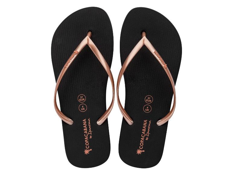 Schwarze Flip-Flops mit roségoldenen Riemen, Größe 37 EUR / 4 UK