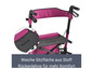 Ein Rollator in Pink mit Sitz und Rückenlehne.