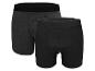 Zwei Herren-Boxershorts, eine dunkelgrau gemustert und eine einfarbig schwarz.