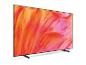 Flachbildfernseher mit einem abstrakten orange-rosa Display