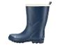 Blauer Gummistiefel mit weißem Rand und Profilsohle
