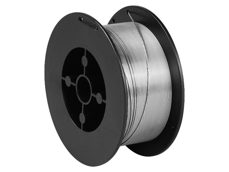 Graue Schweißdrahtrolle auf weißem Hintergrund